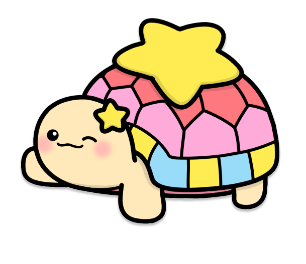 かめスターのイラスト、ロゴの画像